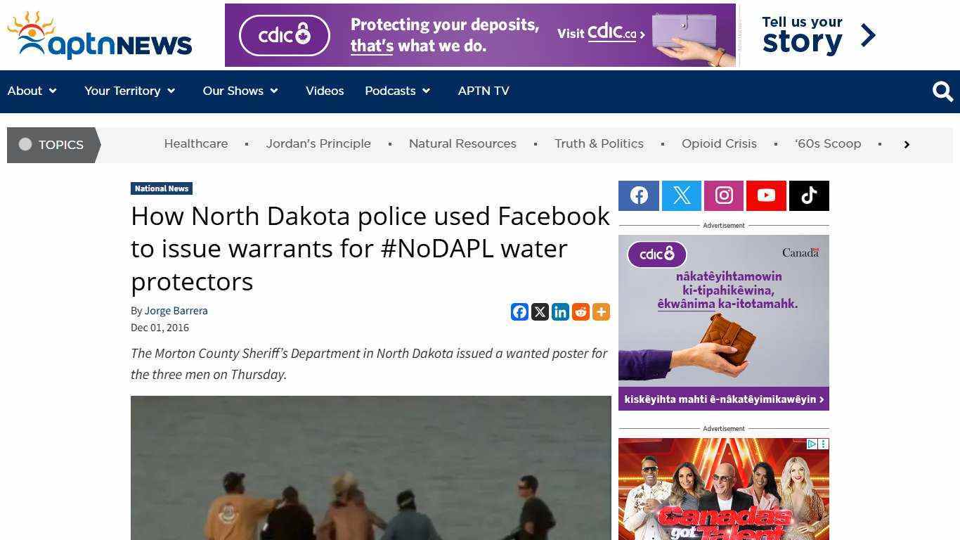 How North Dakota police used Facebook to issue warrants for #NoDAPL water protectors - APTN News